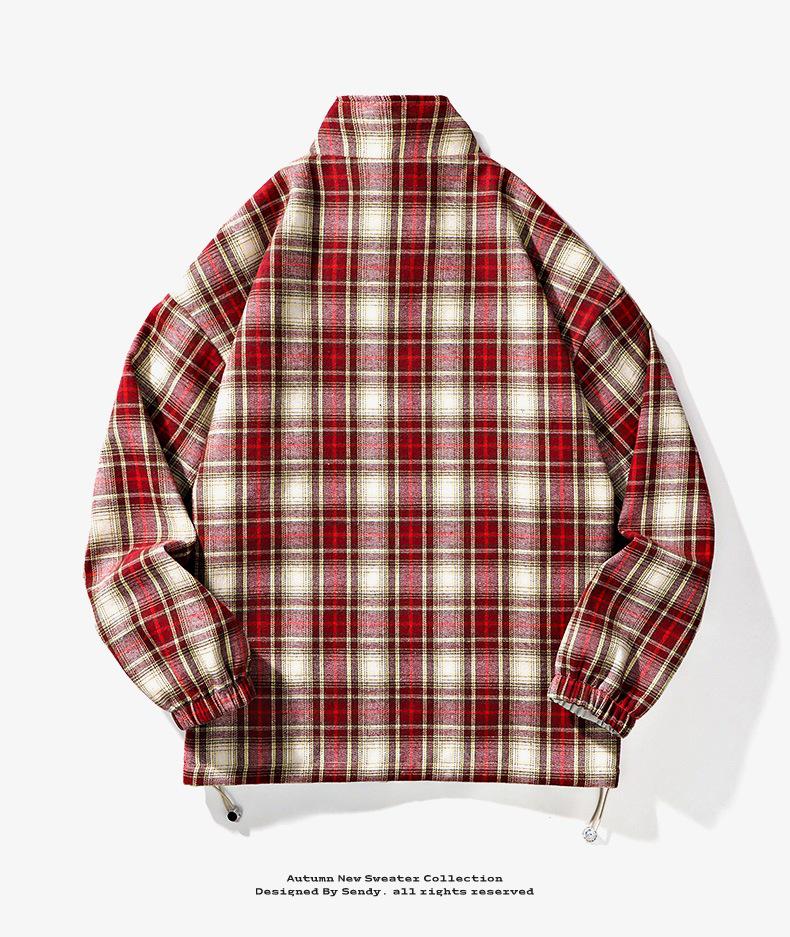 Trendy Cross-Lattice Double-Sided Spring/Autumn Cool Streetwear Jacket with Stand Collar