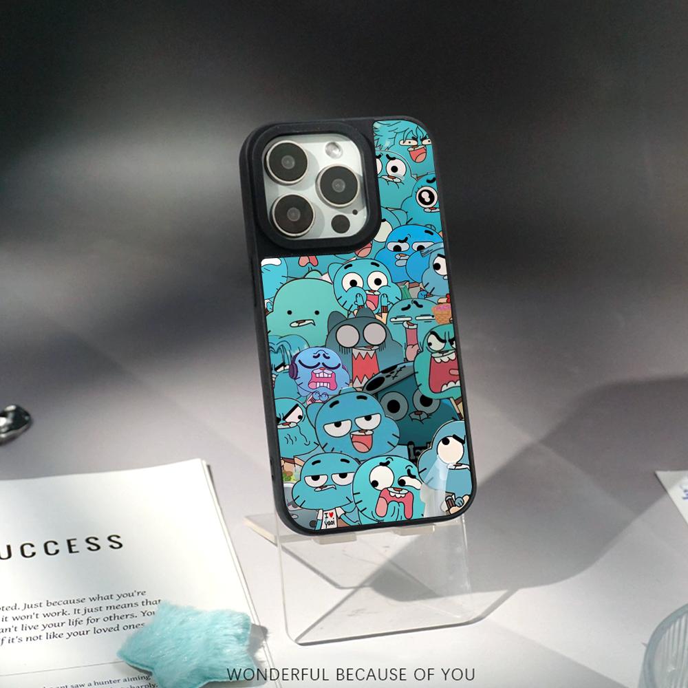 Cartoon Gumball Cute Poster Design Phone Case for iPhone 17 16 E 15 14 13 12 Pro Max Sheepskin Silver-edged Protective Case