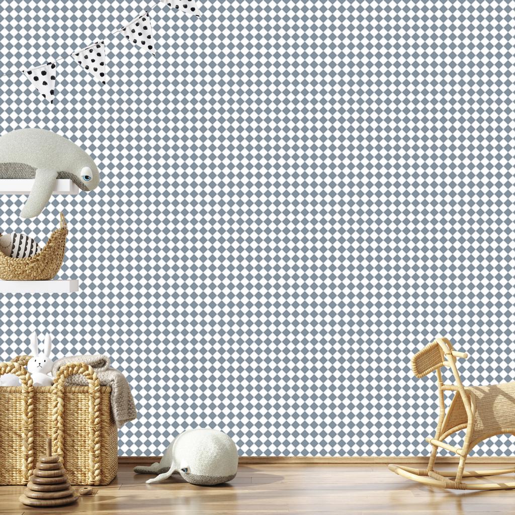 Geometric rhombus wallpaper light gray and blue 50x1000
