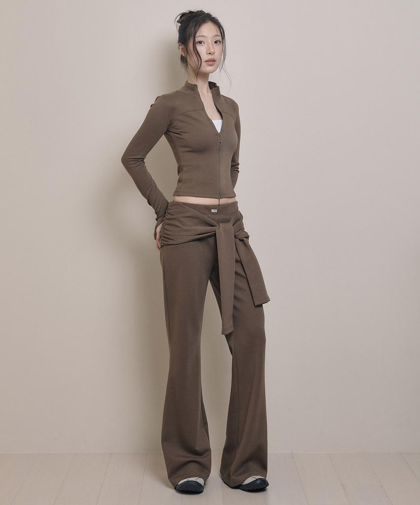 AWOSWEIB Relaxed Slim Zip-Up - Brown
