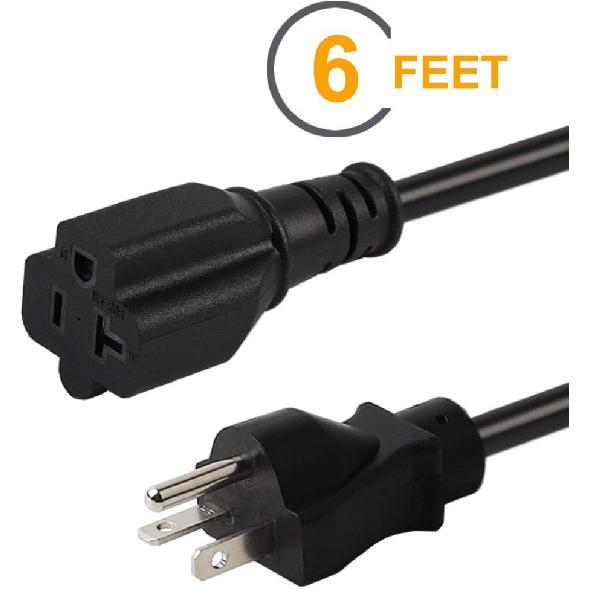6Feet/1.83M Nema 5-20P Power Extension Cord, (UL CUL Listed) Heavy Duty 12AWG Nema 5-20P to 5-20R Extension Power Cable,20Amp T Blade Male to Female