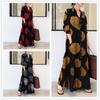Large Size Women's Clothing Cotton Linen Printed Long Sleeves Simple Loose Casual Shirt Dress