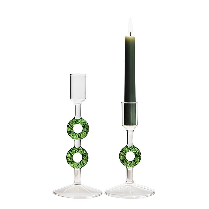 1PC Green Party Glass Candlesticks Nordic 2-in-1 Glass Candle Holder Vintage Multiple Options Available