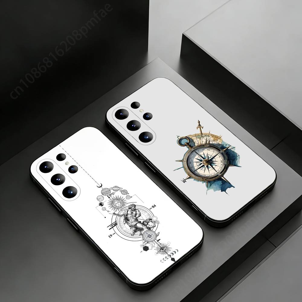 Compass Phone case for Samsung Galaxy S24,25,26,23 22,21,S20 Plus Ultra FE soft fundas cases