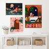 Buckelwal-Mädchen Kunstdruck marokkanischen Fenster Katze Nickerchen abstrakte Landschaft Leinwand Malerei Poster nordischen Frau in Badewanne Bild Wand-Dekor