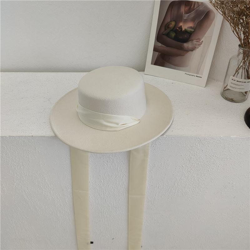 

Шикарная британская шерстяная длинная лента бант женская фетровая шляпа женская шляпа для отдыха Panamjazz head size 57cm