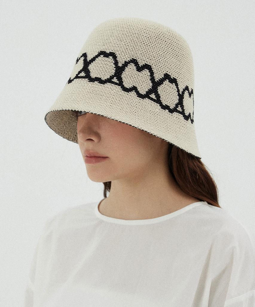 Bajal Va Curved Logo Jacquard Bucket Hat Light Beige