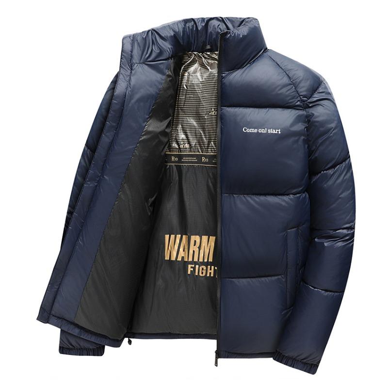 Men Plus Velvet Thickened Cotton Jacket for Business Casual Down Cotton Jacket for Men Mid-length Cotton Jacket for Men Black Gold Warm