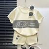 2Pcs Cartoon Bear Children Short Sleeve Shorts Sets Summer Kids Clothes Boy Girl Baby Thin Cotton Tee Tracksuits Fashion Outfits