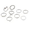 9-Piece Butterfly Rhinestone & Pearl Knuckle Ring Set for Women