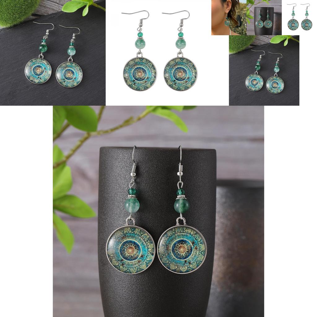 Ethereal Mandala Flower Gemstone Earrings Highlighting Bohemian Aesthetic For Women