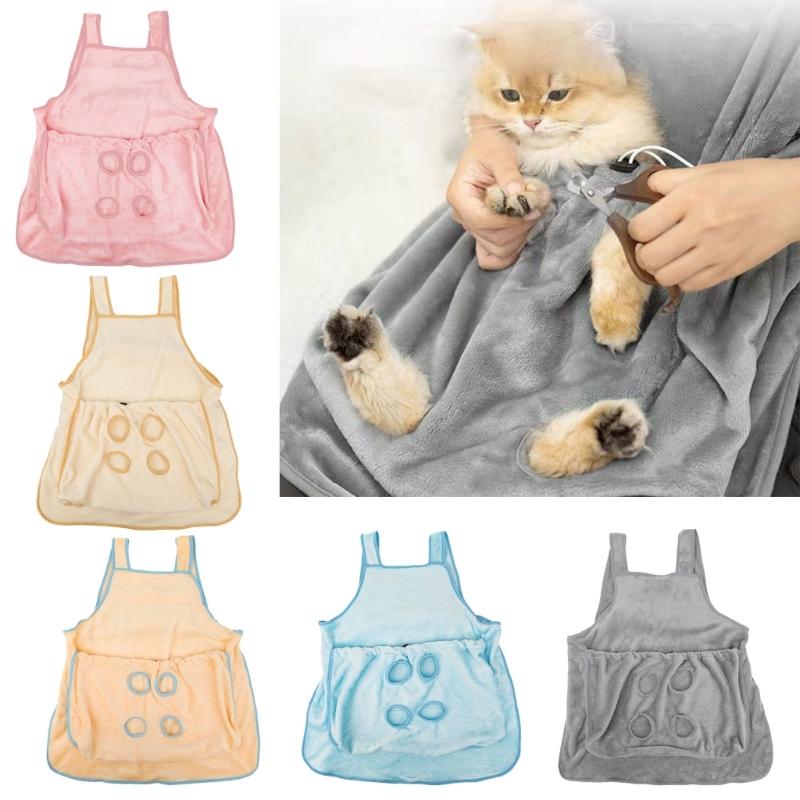Cats Holding Carriers Velvets Aprons Slings Accompany Carriers Bag Indoor Use Smock Aprons with Pocket