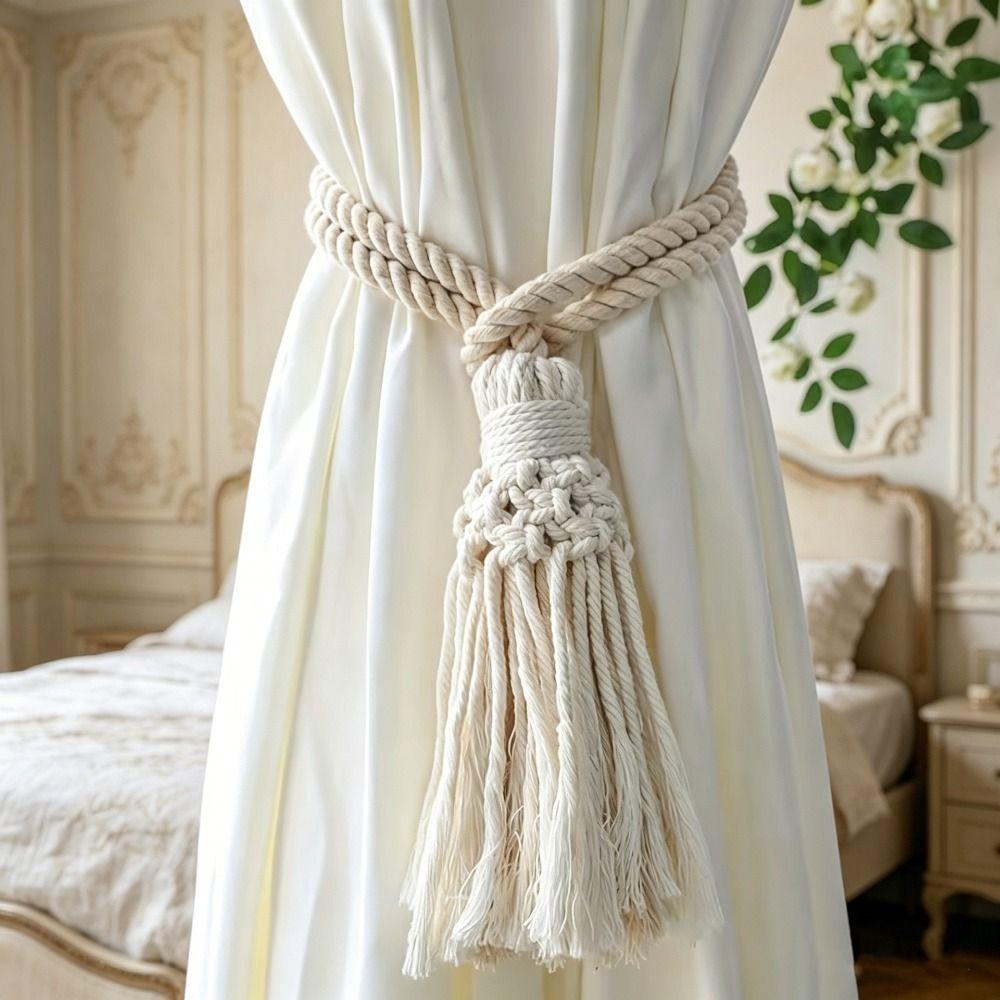 2 Stück Boho-Stil Makramee Gardinen-Raffhalter Minimalistische Boho-Gardinen-Raffhalter Heimdekoration