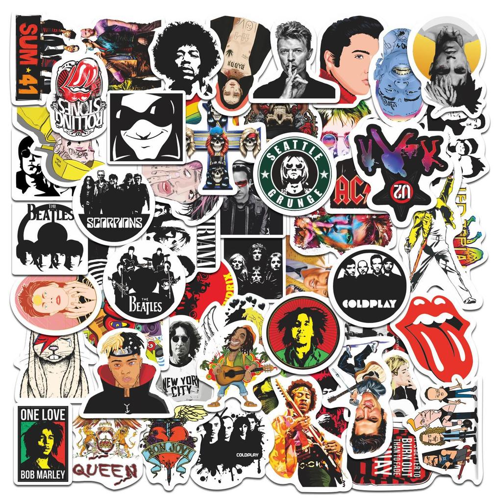 55pcs Rock Star Graffiti Stickers for Phone, Suitcase, Water Bottle, Desktop - DIY Waterproof Decoration