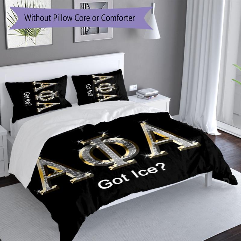 3pcs Alpha Phi Alpha logo pattern bedding set duvet cover set includes duvet cover &pillowcases, perfect all season bedroom decoration & gift