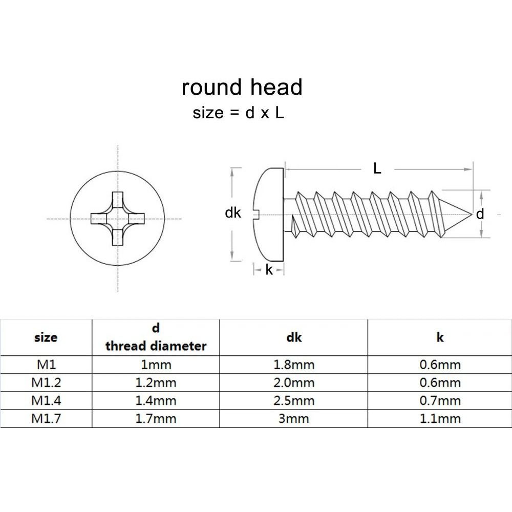 Micro Cross Phillips Laptop Screws M1 M1.2 M1.4 M1.7 Computer Screws  Woodworking