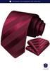 [HISDERN] Rote Krawatte, Hochzeitskrawatte, Herrenkrawatte und Einstecktuch Set, Gestreiftes Muster, Formell, Business, Marke, Formelle Kleidung, Feier, Geschenk für Herren