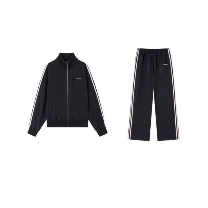 Women's Autumn Campus Casual Set: Three-Stripe Zip-Up Jacket and Sweatpants