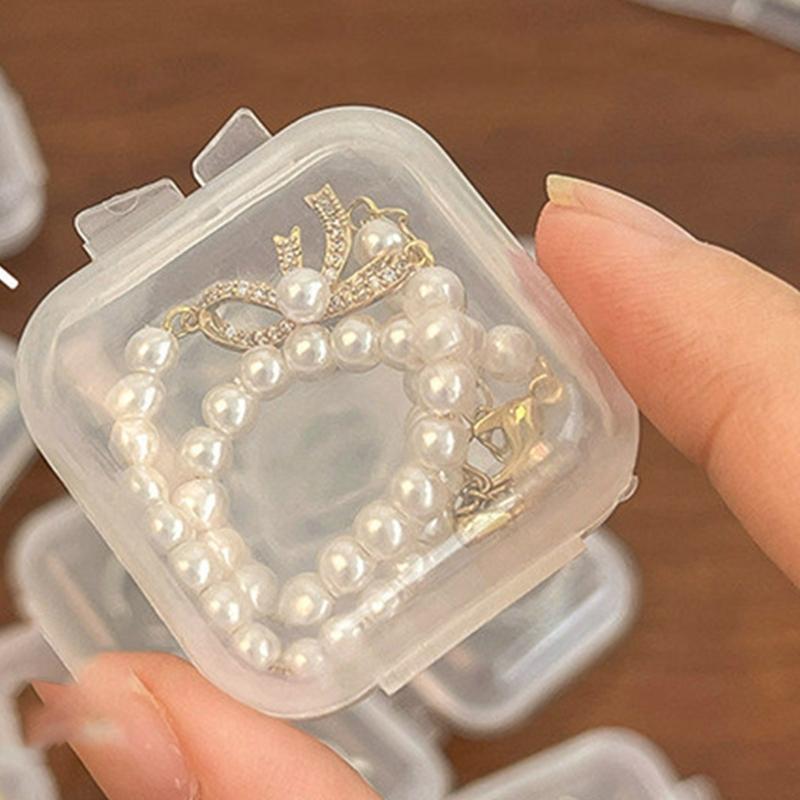 10Pieces Square Mini Clear Plastic Organizer Storage Box Containers with Hinged Lids for Small Items Stud Earring Rings
