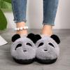Fashion Cute Panda Fluffy Fur Indoor Slippers Women 2025 Winter Warm Short Plush Flat Heel Home Slippers Comfort Non Slip House Slides