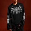 Men's Gothic Skull Print Long-Sleeve T-Shirt, Men's Shirts, Punk Rock Street-style Black Printed Top, Casual Everyday Wear