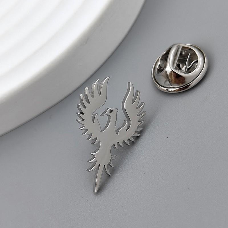 New Chinese Style Fire Phoenix Brooch Cufflinks High-end Suit Cheongsam Accessories Elegant Animal 14k