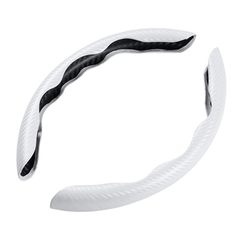 

2PCS Carbon Fiber Car Round Steering Wheel Cover Non-Slip Steering Cover Protector Anti Dust Washable Interior Auto Accessories белый
