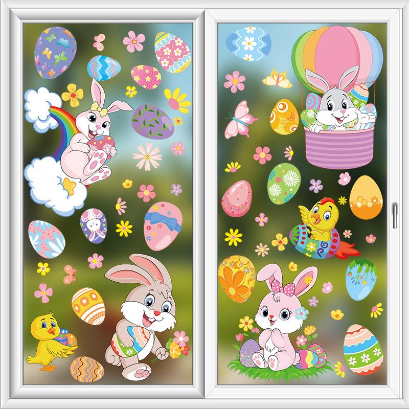 Easter window stickers glue-free static electricity sucking command 9 sets of cute cartoon decorative eggs