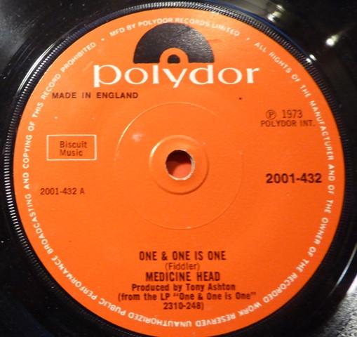 

7inch Record MEDICINE HEAD (2) - One & One Is One 2001432 Polydor 1973 UK Rock Used