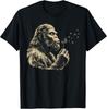 Blowing Wishes Funny Bigfoot Blowing Dandelion Vintage Art T-Shirt