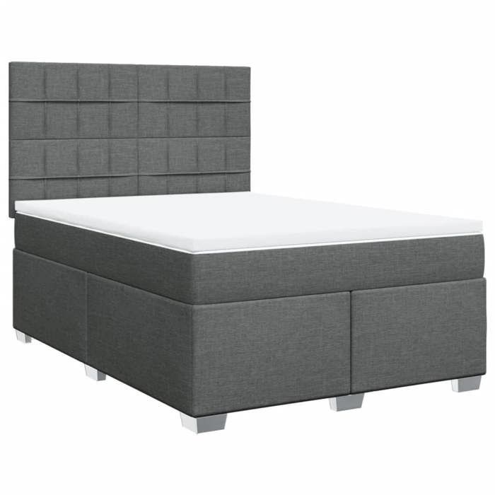 VidaXL Slat Bed Base with Mattress Dark Grey 140x200cm Fabric 3292812