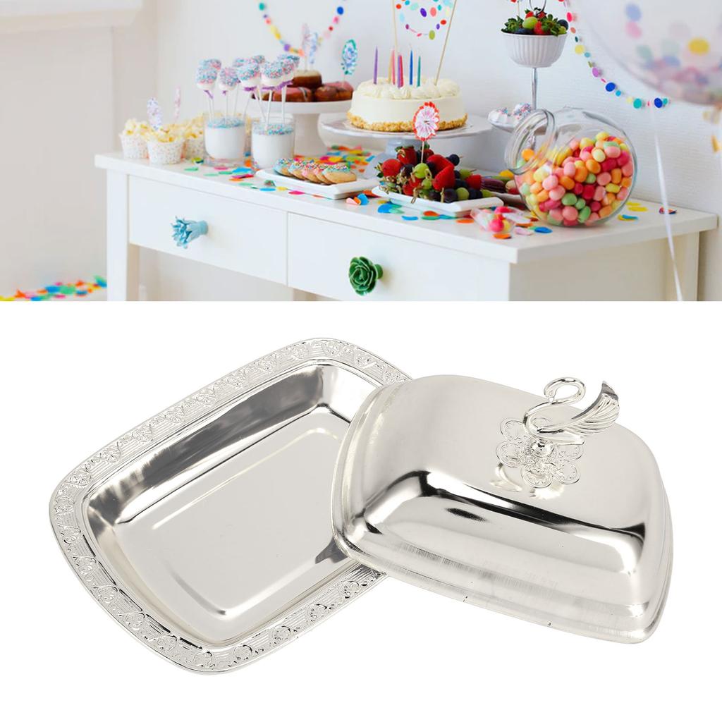 Gold Fruit Tray European   Metal Fruit Plate Table Decoration with Lid for Snacks Candies Desserts