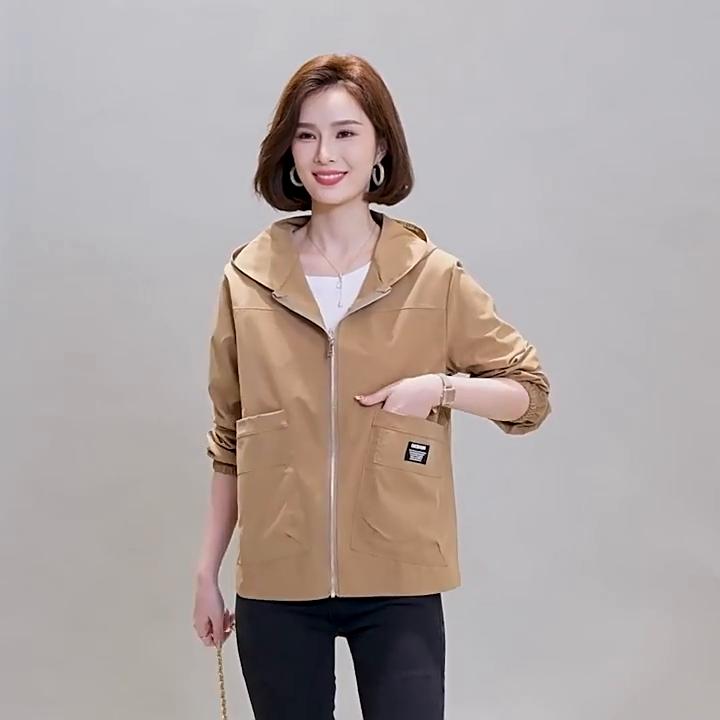 Giacca Corta Casual Larga con Cappuccio da Donna Primavera e Autunno Nuova Giacca Coreana