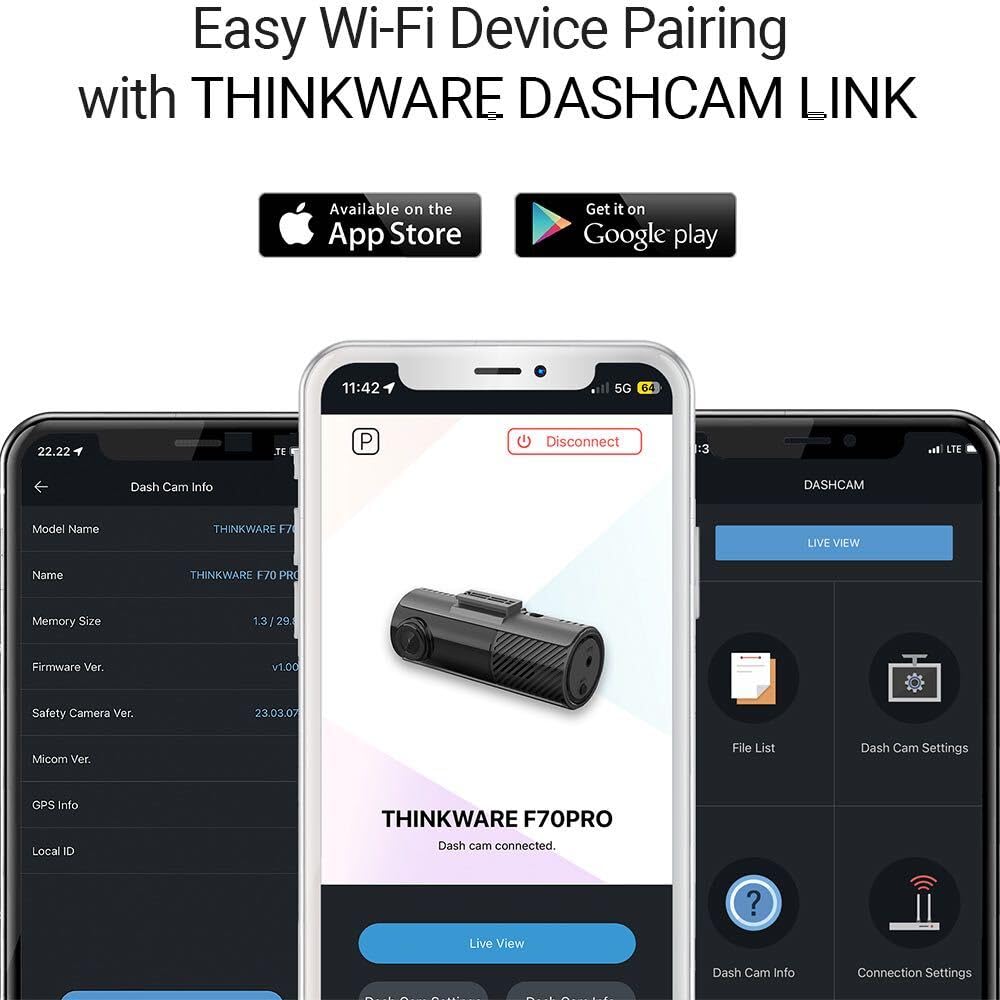 THINKWARE F70 Pro Full HD Dash Camera, 2 Megapixels, 140 Degree Ultra Wide Angle,