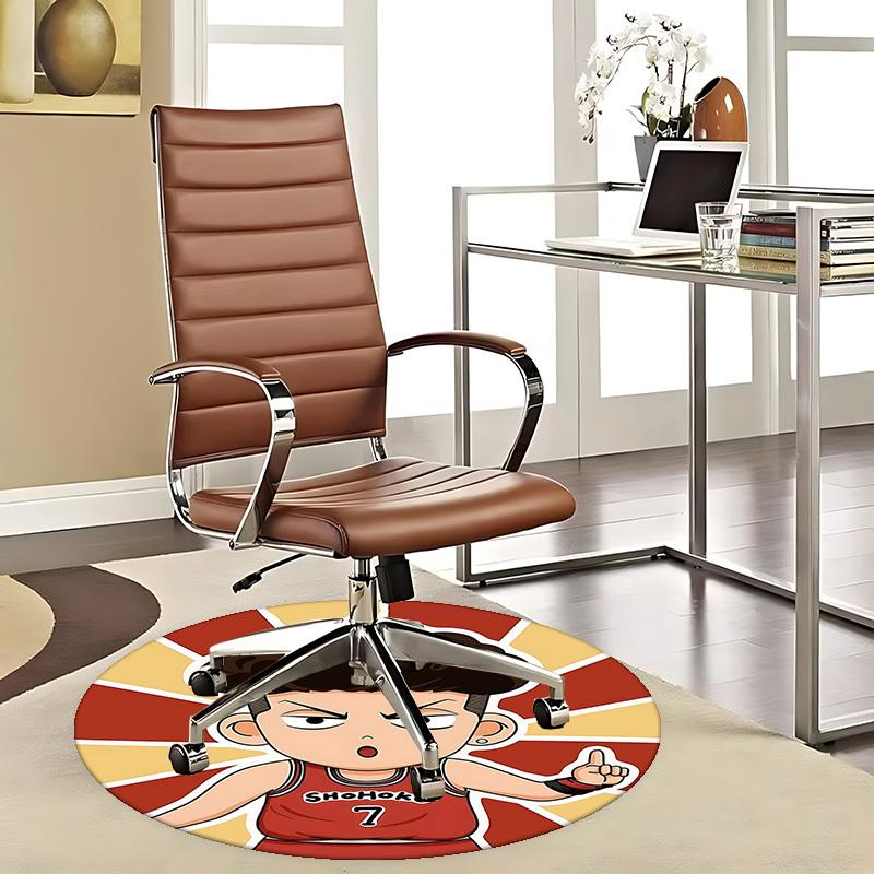 1pc Slam Dunk Anime Design Shohoku #7 Basketball Player Round Carpet - Office Chair Mat, Non-Slip Rug for Home Decor 80cm