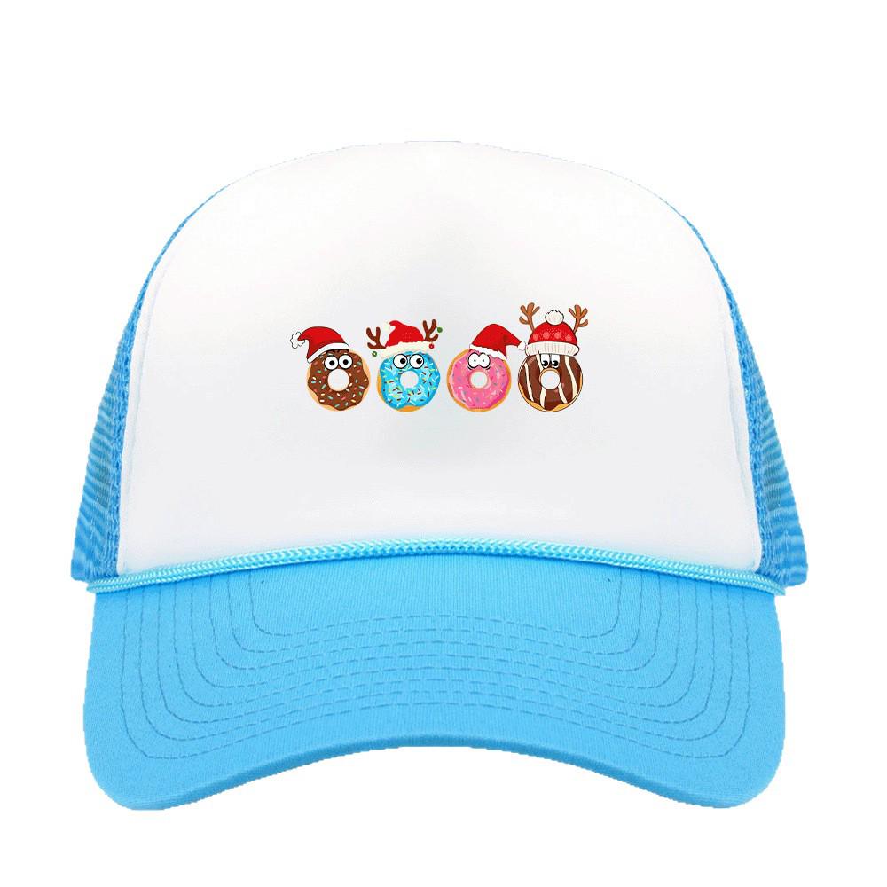 Christmas Sponge Mesh Cap: 6 Pattern Hot Stamped Logo Baseball Trucker with String Sun Visor