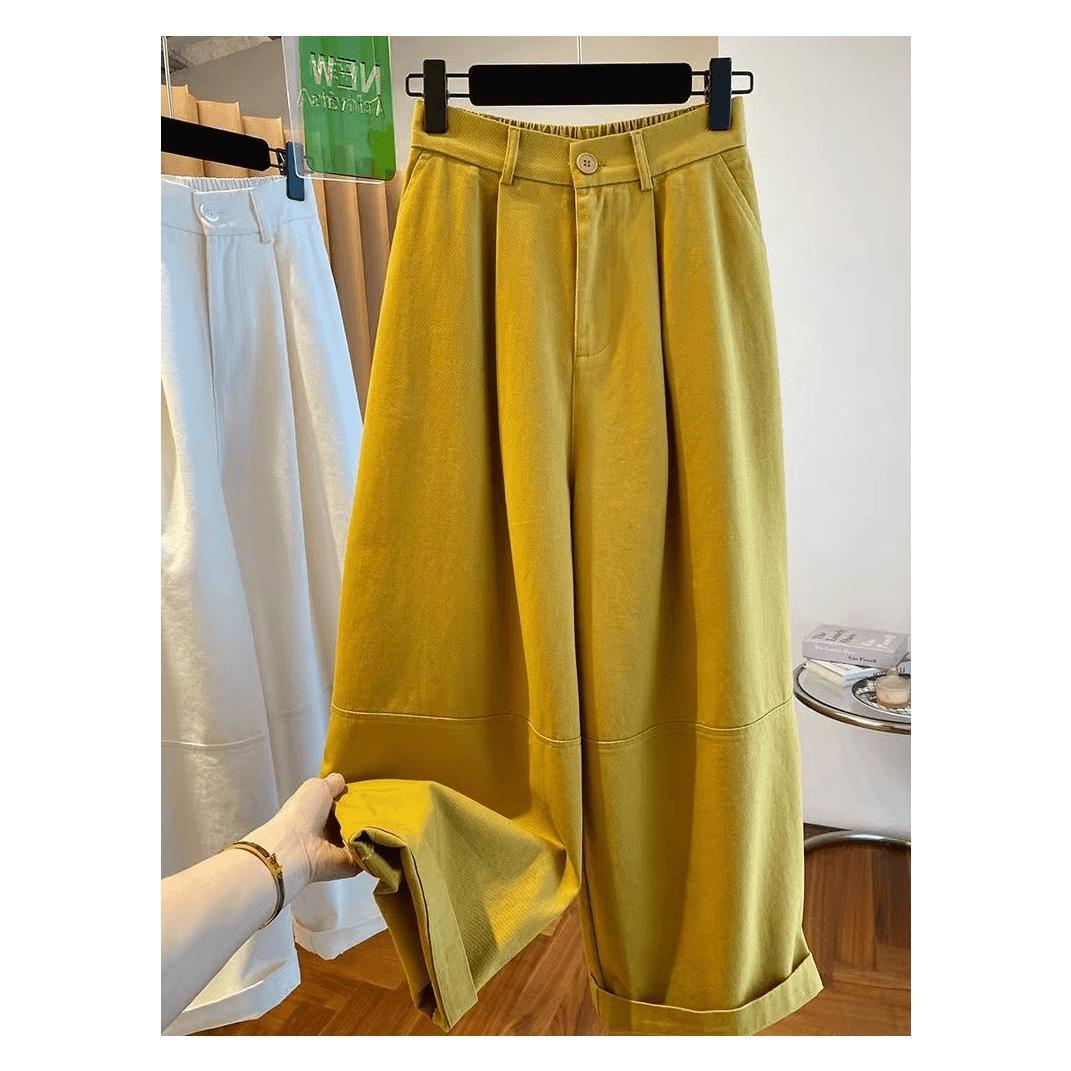 

Spring 2025 Yellow Wide-Leg Women s Balloon Pants - Casual Loose Fit with Slimming Straight Leg S (suggested 85-100 jin) жовтий