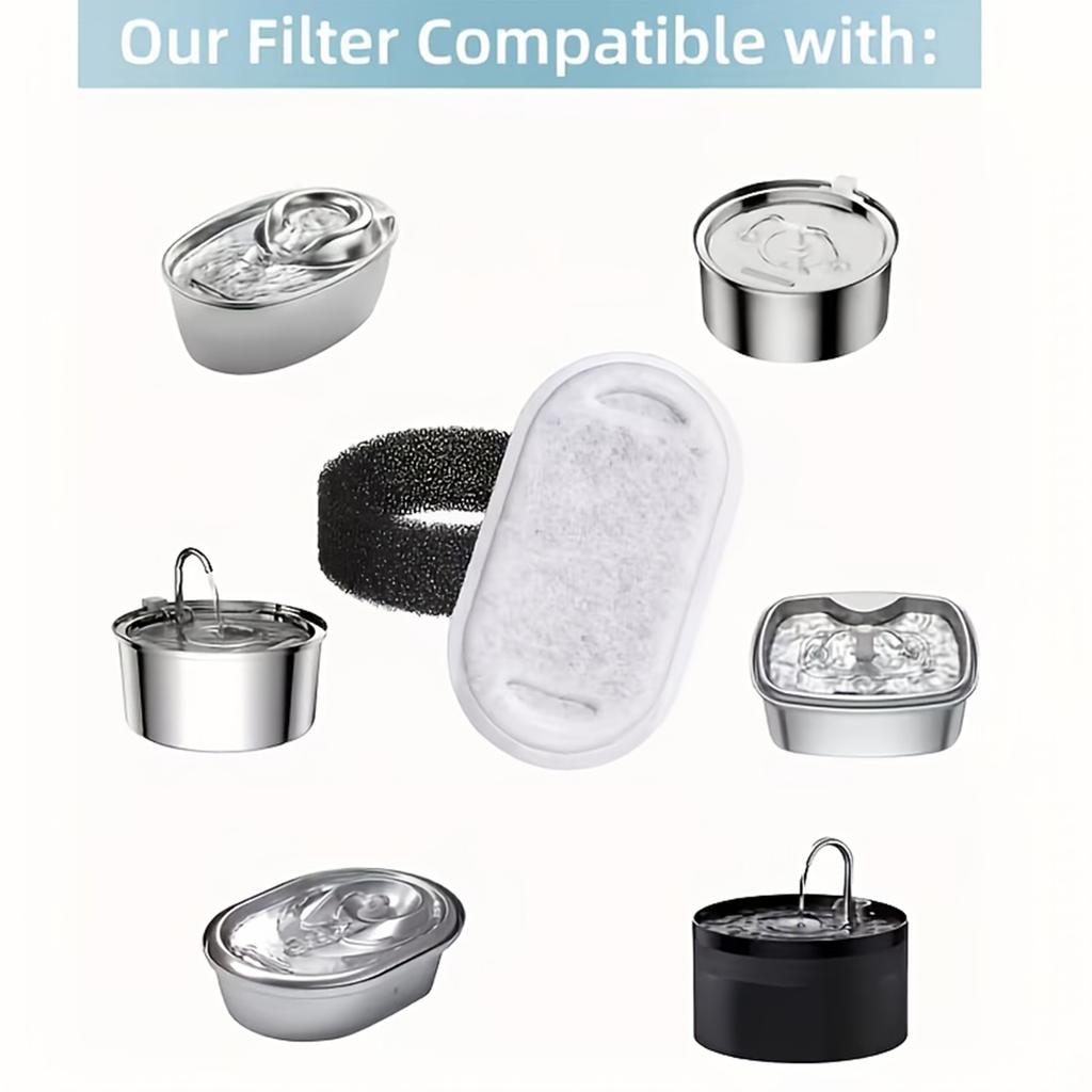 Pet Filter Replacement Set, 2-Piece Combo with Activated Filter and Pre-Filter Sponge for and Dog Dispenser, Keeps