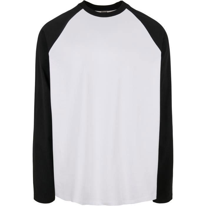 T-shirt manches longues - Urban Classics - Oversized GT - 100% coton biologique - Couleur blanc/noir - 4XL