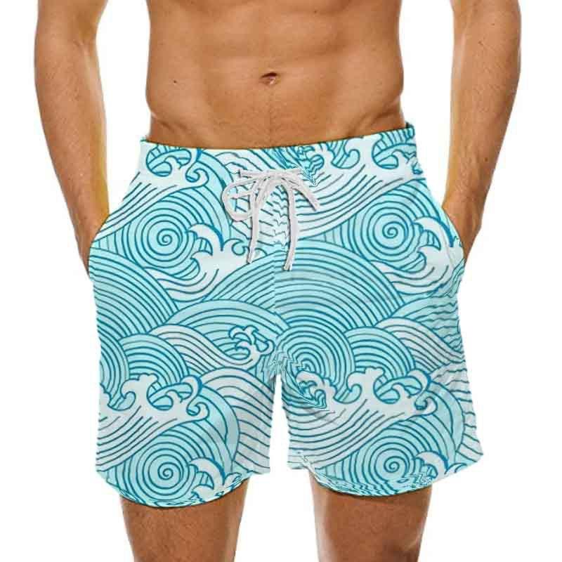 Man's Beach Shorts Swim Sportswear Boardshort Wave 3D Printed Fitness Short Pants Male Oversized Gym Trunks Surf Board  Swimsuit