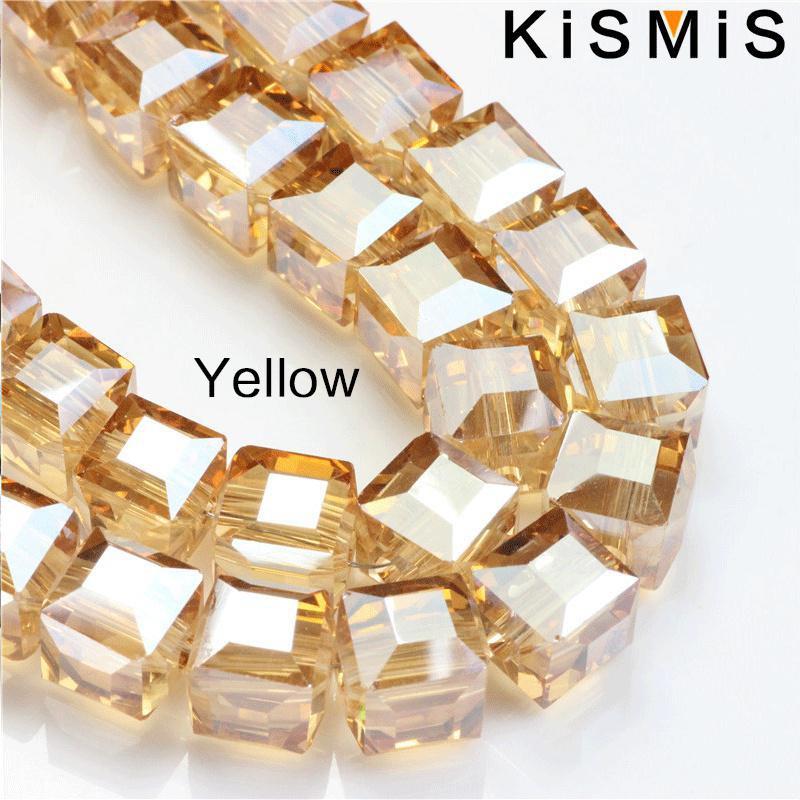 Wholesale 98Pcs Square Crystal Glass Beads DIY Handmade Jewelry Accessories Loose Beads for Crafts and Hair Jewelry