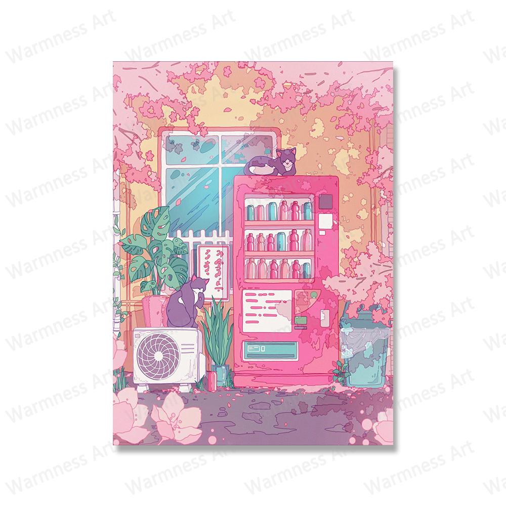 Japanese Sakura Canvas Painting Posters Landscape Animal Cats Wall Art Prints Travel Pictures for  Living Room Home Decoration