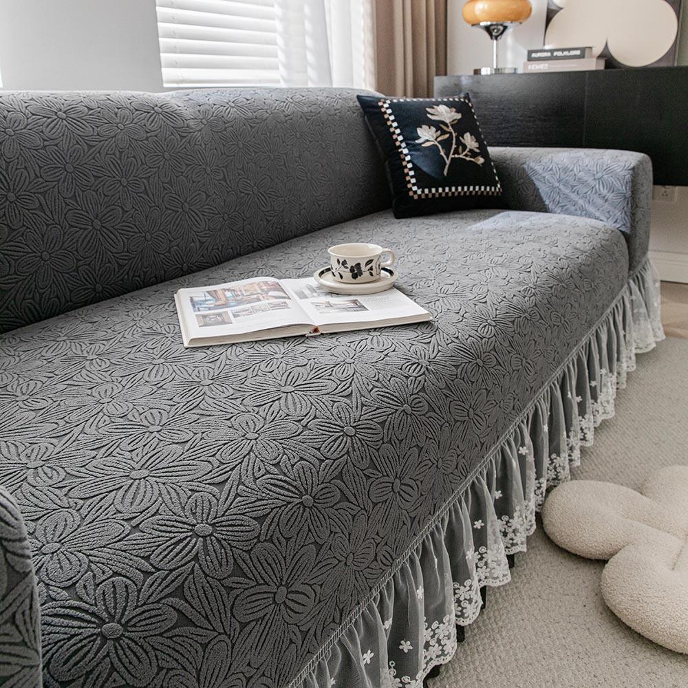 New Skirted Sofa Cover Anti Cat Scratch Elastic and Anti Slip All Inclusive Universal Set All Season Suitable Sofa Cover Cloth