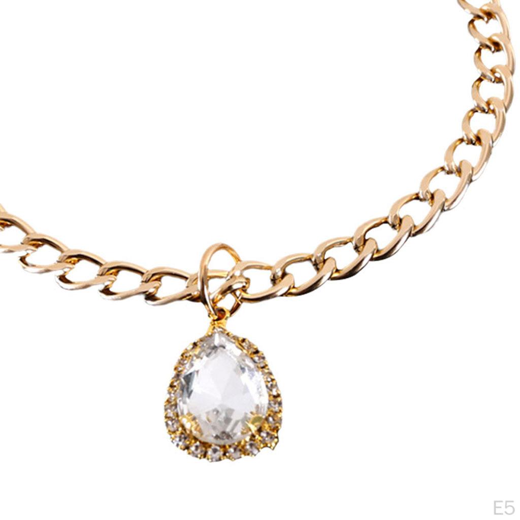 With Bling Charm Rhinestones Dog Puppy Pendant Adjustable Water Drop Necklace for Dogs