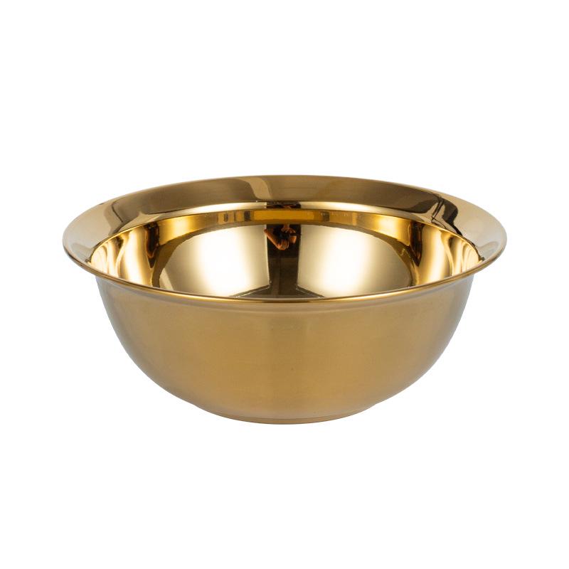 Gold 304 Stainless Steel Food Grade Bowl - Multipurpose Kitchen Basin for Salad, Soup, Vegetable Washing, Egg Beating, and Flour Mixing.
