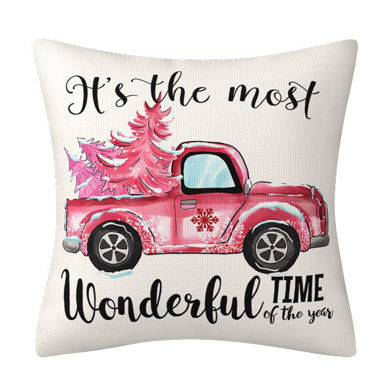 New Pink Santa Claus Pillow Case Linen Christmas Decoration Living Room Sofa Cushion Cover Pillow
