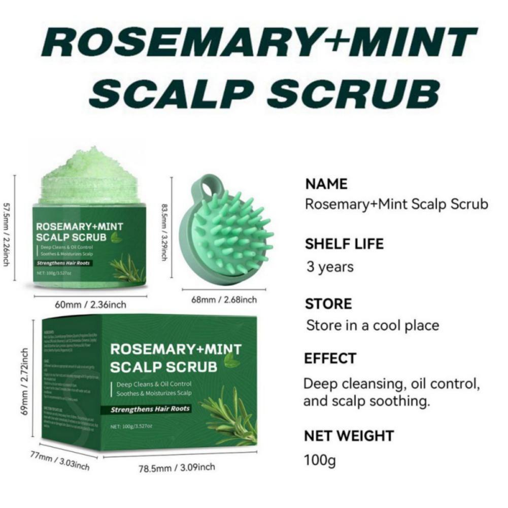 Rosmarin-Minze-Kopfhautpeeling-Shampoo mit Massagebürste