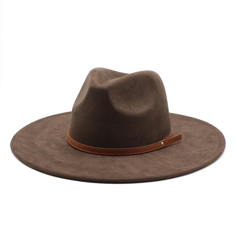 Wish Suede Top Hat Men And Women Couple Flat Brim Hat Flat Brim Gentleman'S Hat