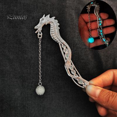 Bookmark Vintage Style Metal Dragon Design with Luminous Beads Fade-resistant Easy To Clean Bookmark