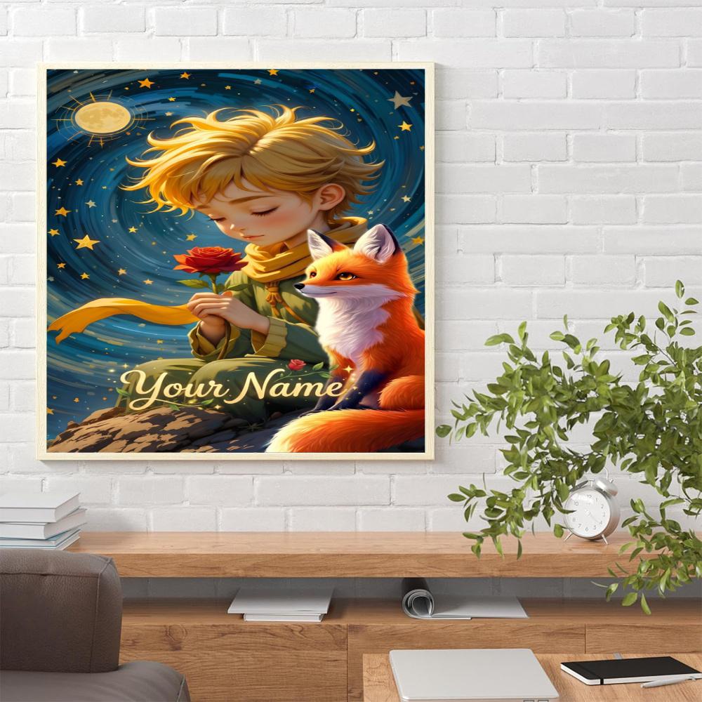 Little Prince Customize Your Name Diamond Painting Round Diamond Rhinestones Mosaic Diamond Embroidery Wall Paintings Rhinestones Gift Frameless